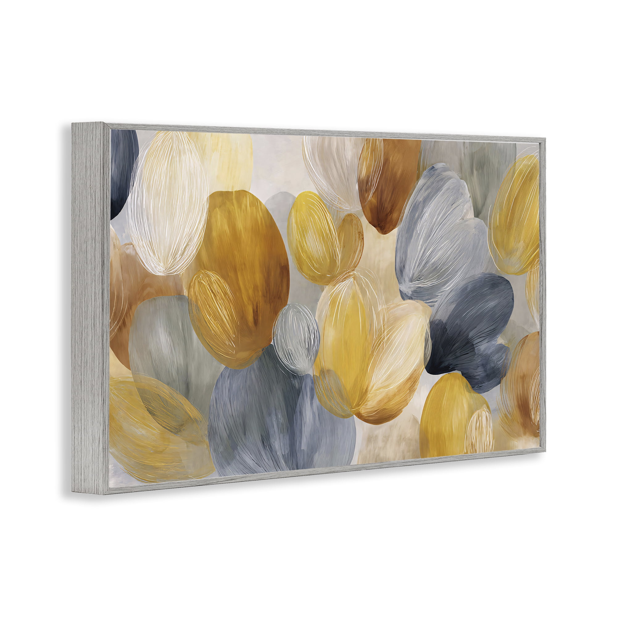 Stupell Industries Warm Oblong Layered Shapes Gray Framed Giclee Art, design by Jacky Ngan