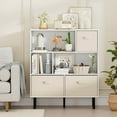 thumbnail image 2 of Costway 6-Cube Bookshelf with 3 Removable Folding Fabric Drawers Metal Legs for Living Room White, 2 of 10