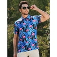 thumbnail image 4 of APTRO Mens Golf Shirt Hawaiian Polo Shirt Short Sleeve Dry Fit Performance Moisture Wicking Collared Polo Shirt With Print Flamingo Blue MPO04 L, 4 of 7