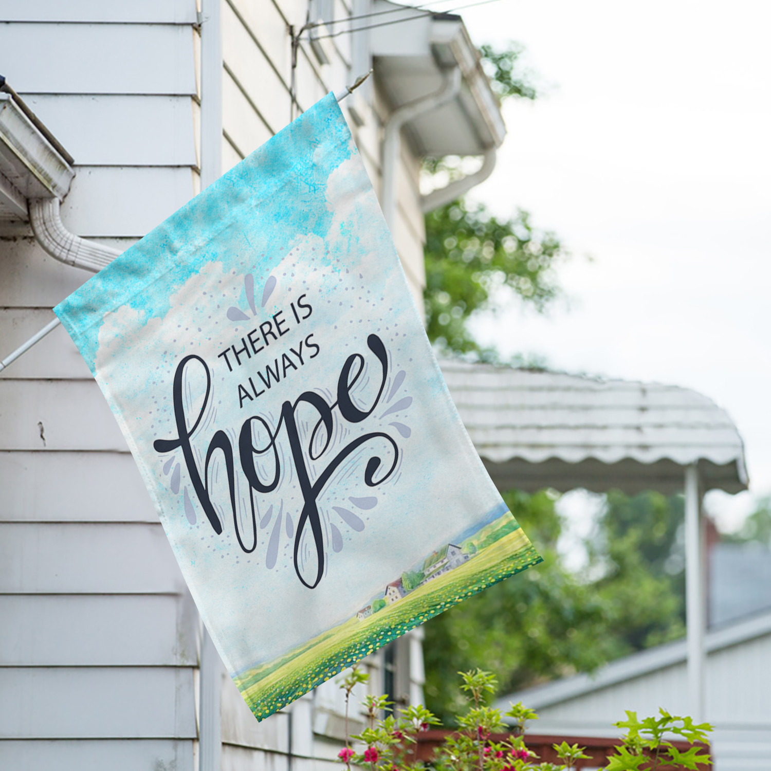 America Forever There is Always Hope House Flag 28 x 40 inches Inspirational Quote Religious Faith Double Sided Spiritual Hope Love Positive Yard Outdoor Decorative Motivational House Flag