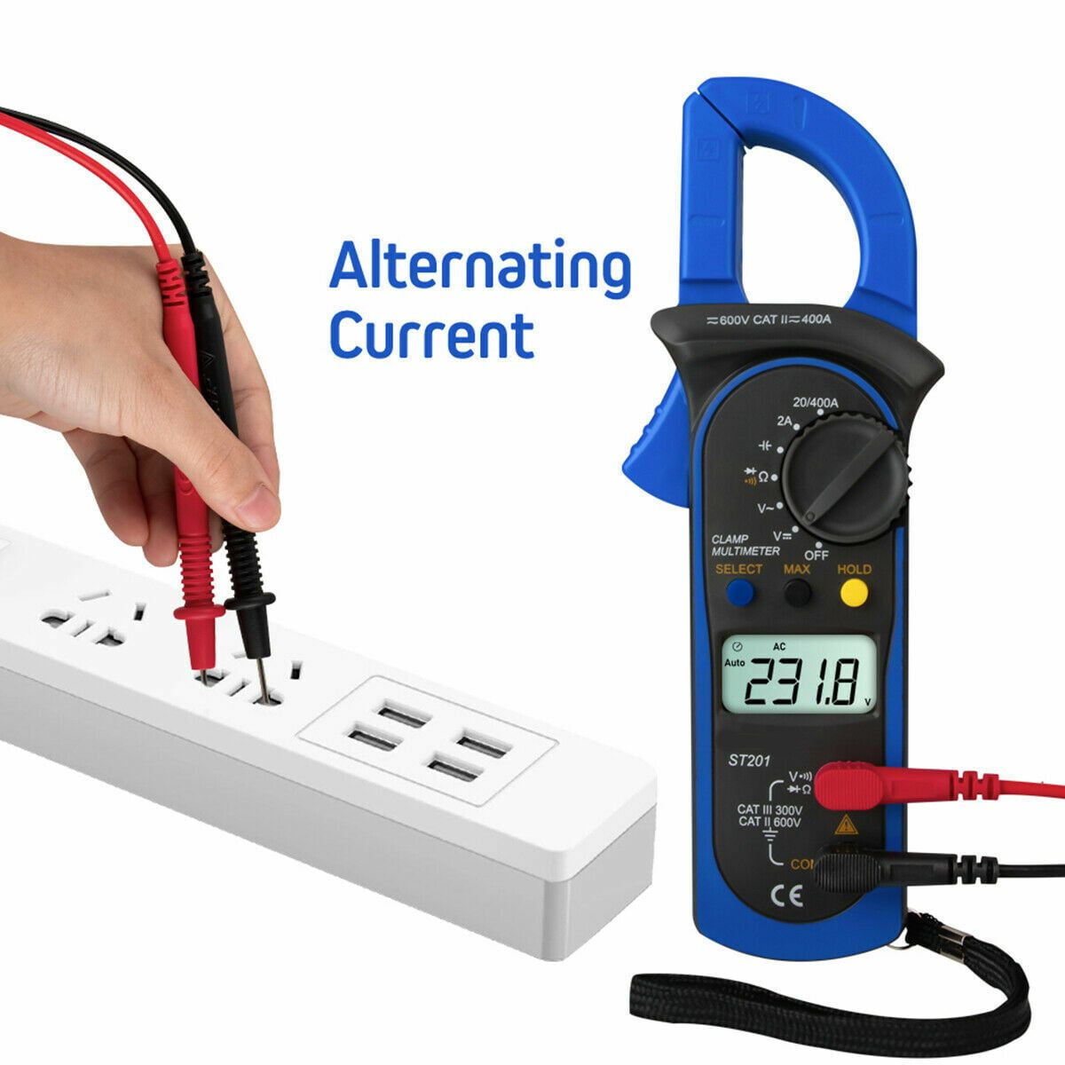 Digital Multimeter with AC DC Volt Ohm Amp Clamp Auto Range LCD Handheld Tester for Voltage Current Resistance Testing