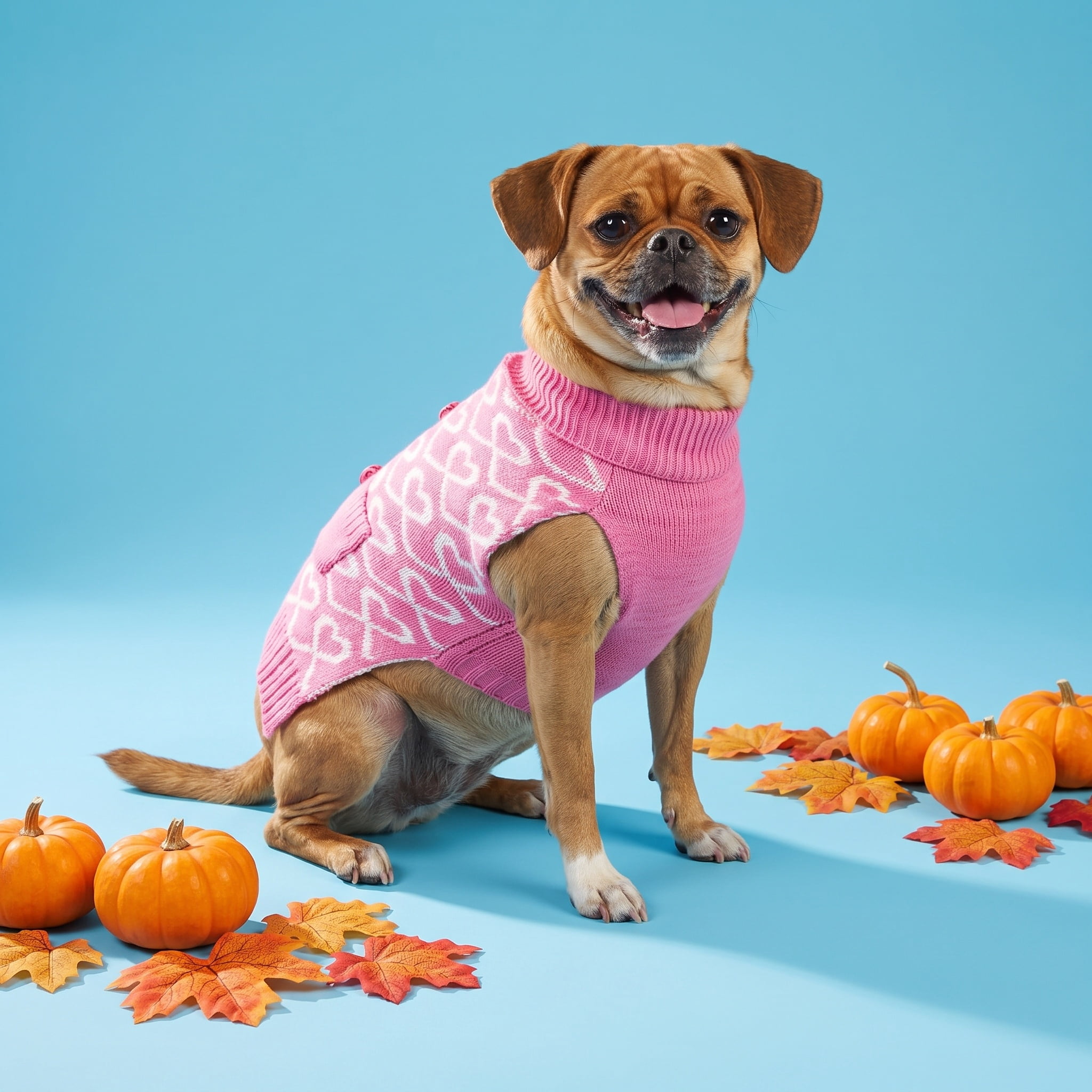 Vibrant Life Sweater for Dogs and Cats, Hearts with Pearl Buttons, Pink, S