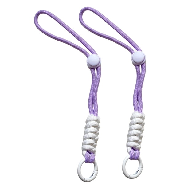 2 correas de muñeca para guantes de esquí, cordón elástico para teléfono, correa de muñeca portátil Púrpura blanco