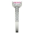 thumbnail image 3 of 1.88 ct Emerald Cut Simulated Pink Diamond Three-Stone Engagement Ring for Women in 18K White Gold, 3 of 5