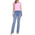 thumbnail image 2 of INSPIRE CHIC Women's Top Summer Square Neck Gingham Cap Sleeve Blouses L Pink, 2 of 6