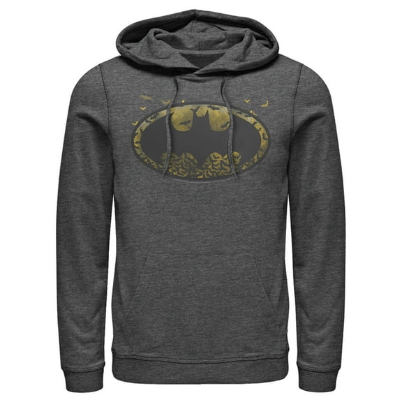 Men's Batman Bat Colony Logo  Pull Over Hoodie Charcoal Heather Small