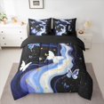 thumbnail image 2 of Homewish Dreamy Cartoon Butterfly Twin Bedding Sets 7-Piece, Fashion Marble Abstract Bedding Comforter Set, Mystic Stars Galaxy Reversible Sheet Sets, Luxury Bedroom Decor, 2 of 7