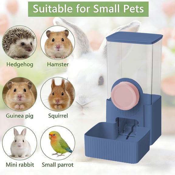 Wall Mounted Automatic Pet Feeder & Water Dispenser, Hanging Cage Food Water Feeder for Hamsters, Rabbits, Kittens, Puppy and Small Dogs, Blue