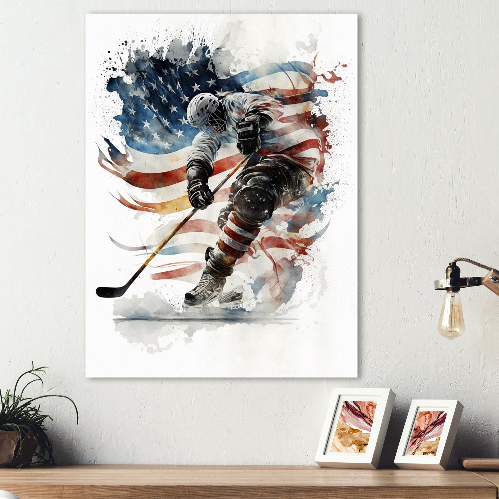 Designart Hockey Player On The Rink During Game I Canvas Wall Art