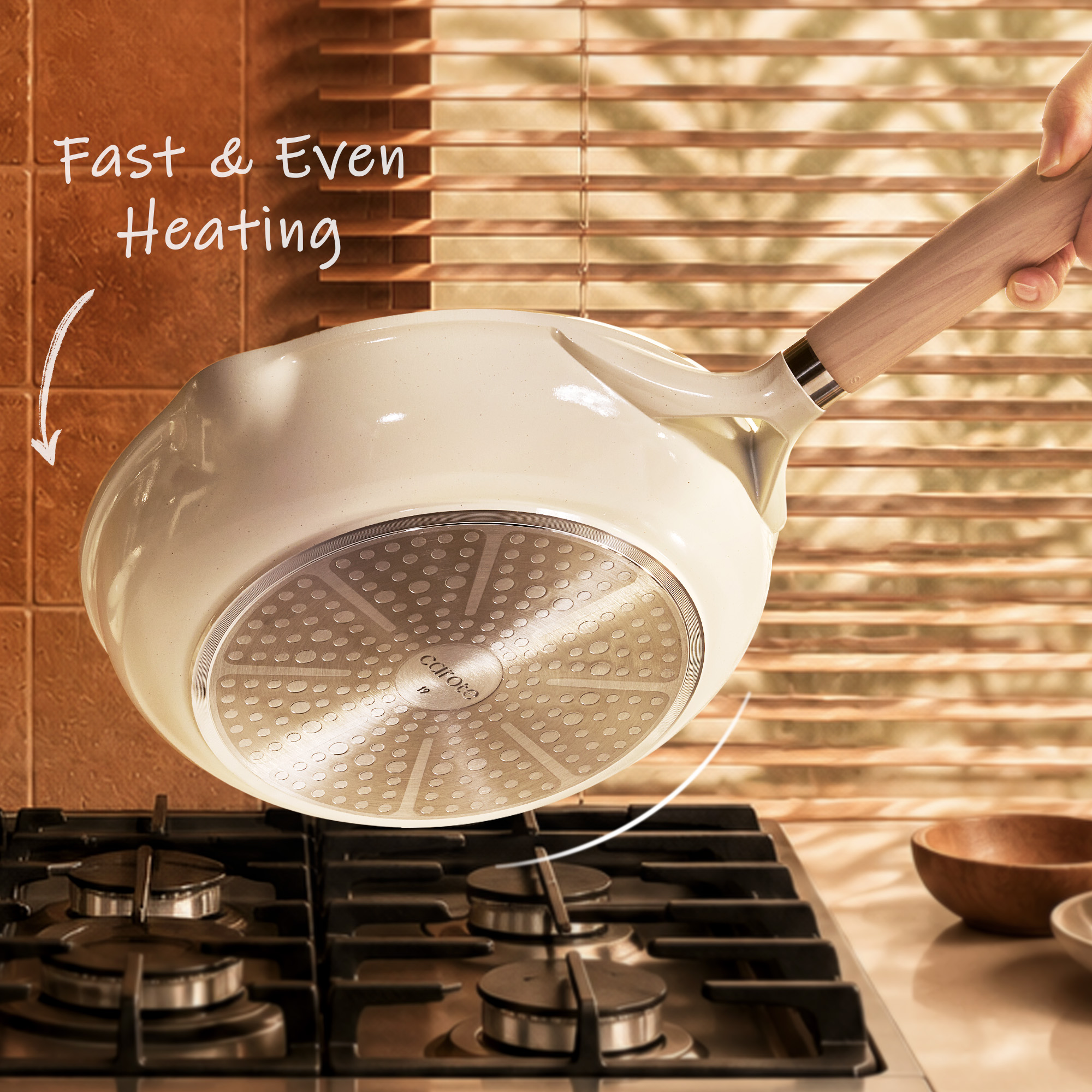 Carote 9.5-Inch Ceramic Nonstick Frying Pan, White photo 8