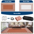 thumbnail image 4 of Hasoo 8' x 10' Orange/Red Outdoor Rug Plastic Straw Border Carpet Waterproof PP Tube Woven Portable Mat for Patio Decor, Balcony, Picnic, 4 of 7