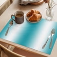thumbnail image 3 of Ombre Turquoise Placemats Set of 8 Gradient White Abstract Minimalist Stripe Place Mats Indoor Wipeable Table Mats Washable Dining Table Placemats for Kitchen Holiday Party Home Decor 13x19 Inch, 3 of 9
