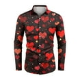 thumbnail image 4 of Fgvctg Valentine's Day Shirts for Men Long Sleeve V Neck Button Down Shirts Fashion Date Day Love Heart Print Collared Blouses Oversized Business Casual Tops Black L, 4 of 4
