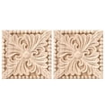 thumbnail image 1 of Paquete de 2 Apliques Madera Tallada, CalcomaníA Talla Cuadrada, Sin Pintar, Puerta Flores, Armario, DecoracióN Muebles, 3,94X3,94 Pulgadas, 1 of 5