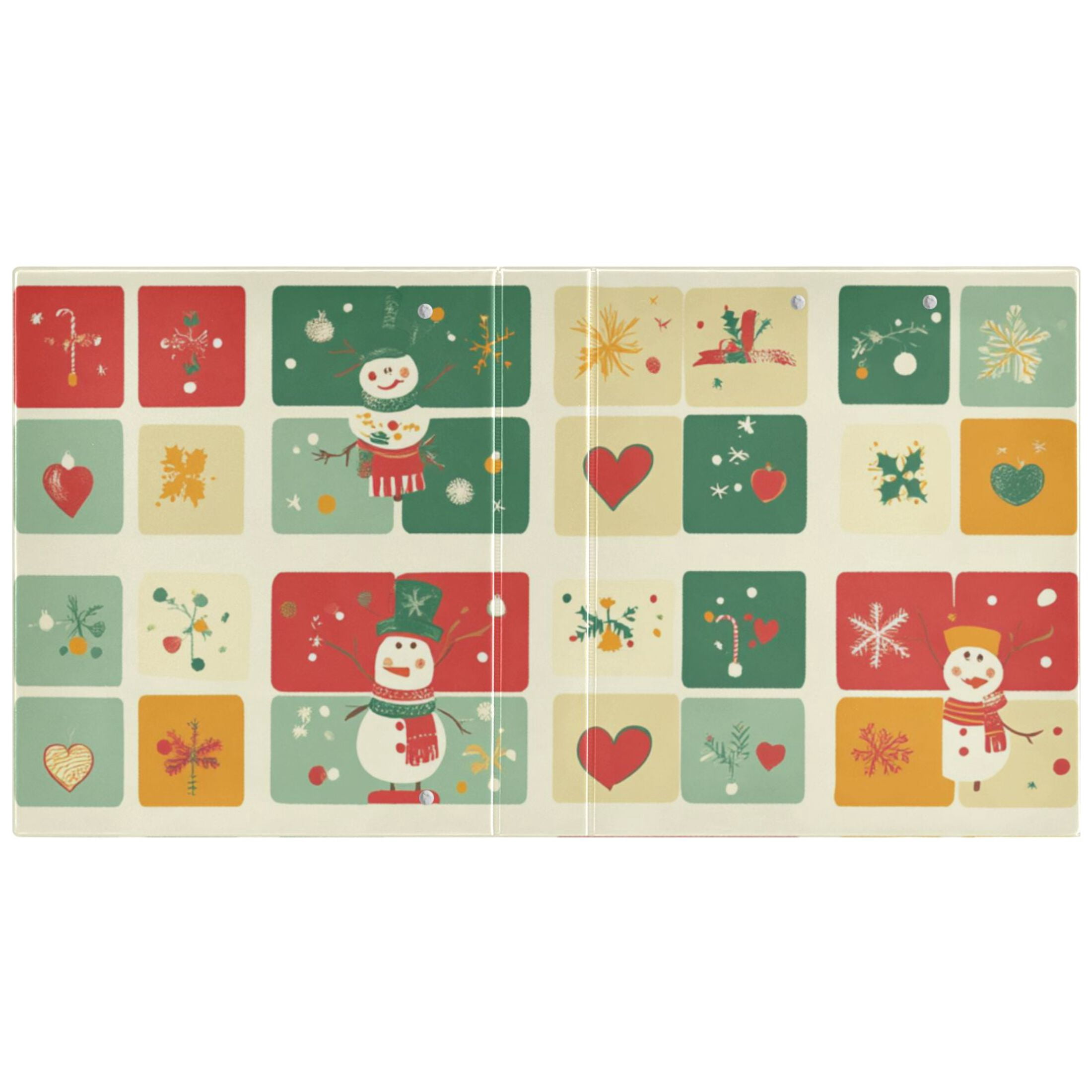 Christmas Squares 3 Ring Binders 1.5 inch Hardcover File Folders with Interior Pockets A4 Size Organizer for School Office Hospital
