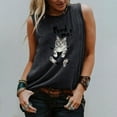 thumbnail image 2 of Camiseta sin mangas con cuello redondo y estampado de gato para mujer Pompotops  lopia991105, 2 of 9
