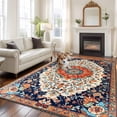 thumbnail image 2 of 8'x10' Area Rugs, Orange Blue Boho Indoor Outdoor Area Rug for Living Room Bedroom, Vintage Ethnic Geometric Abstract Washable Bathroom Rugs Kitchen Floor Carpet Mats Home Decor Aesthetic, 2 of 8