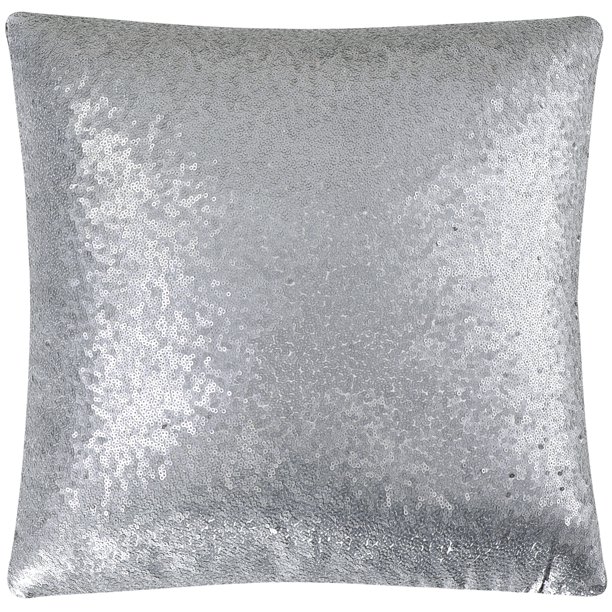 Cubierta Decorativo Deslumbrante Imitación Brillante Espumoso Satinado Sólido Cuadrado Almohada Funda Cubierta para Boda Fiesta, 18x18pulgadas gris