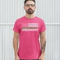 thumbnail image 3 of Tee Hunt Sheriff Distressed American Flag T-Shirt First Responders Patriotic Men's Tee, Hot Pink, Medium, 3 of 5