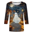 thumbnail image 5 of Edvintorg Womens Plus Size Tops Halloween Printed Crew Neck 3/4 Sleeve Casual Pullover Shirt Trendy Womens Clothes S-5XL Multicolor, 5 of 5