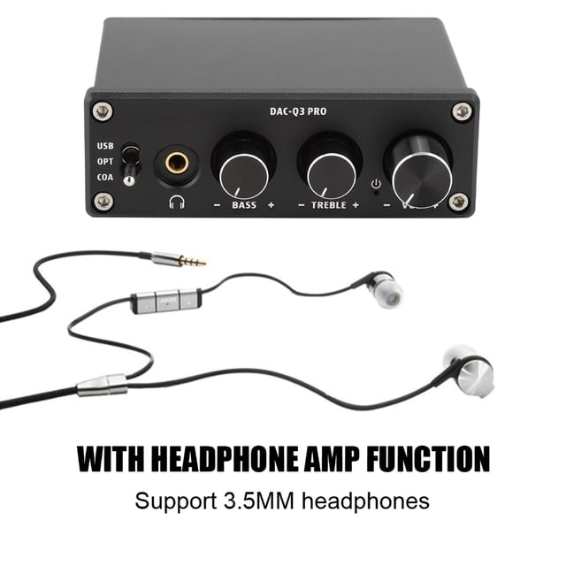 Decodificador De Audio AC Q3 PRO DAC Con Amplificador De Auriculares Para Auriculares De 3,5 Mm
