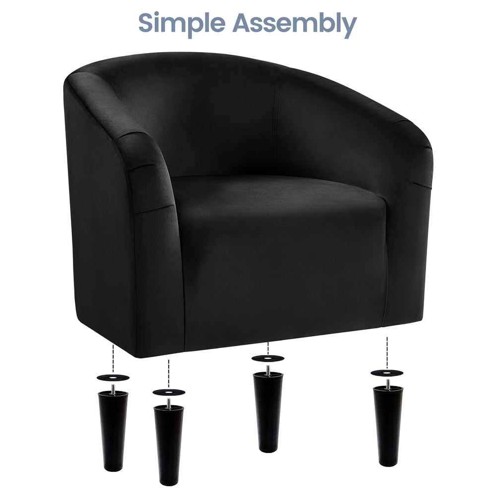 Alden Design Upholstered Barrel Accent Chair for Livingroom, Black Velvet