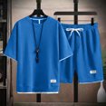 thumbnail image 6 of CIENVNSTG Men Short Sets Outfits 2 Piece Tracksuit Short Sleeve T-Shirts And Shorts Pants Casual Comfy Jogging Sweatpants Set Blue 5XL, 6 of 6