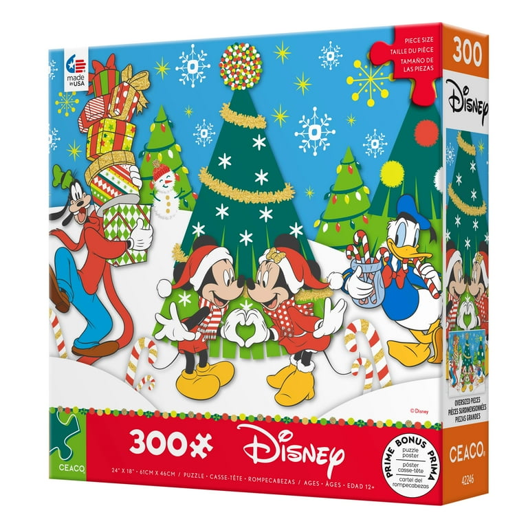 Ceaco 300 Piece Mickey and Minnie Holiday Love Interlocking Jigsaw