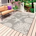thumbnail image 4 of Outdoor Rug 3x5 ft Shell Starfish Outdoor Large Area Rug Non Slip Rubber Grey Coastal Coral Conch Front Door Mat RV Rug Camping Carpet Patio Outdoor Rugs for Backyard Balcony Deck Porch Indoor, 4 of 9