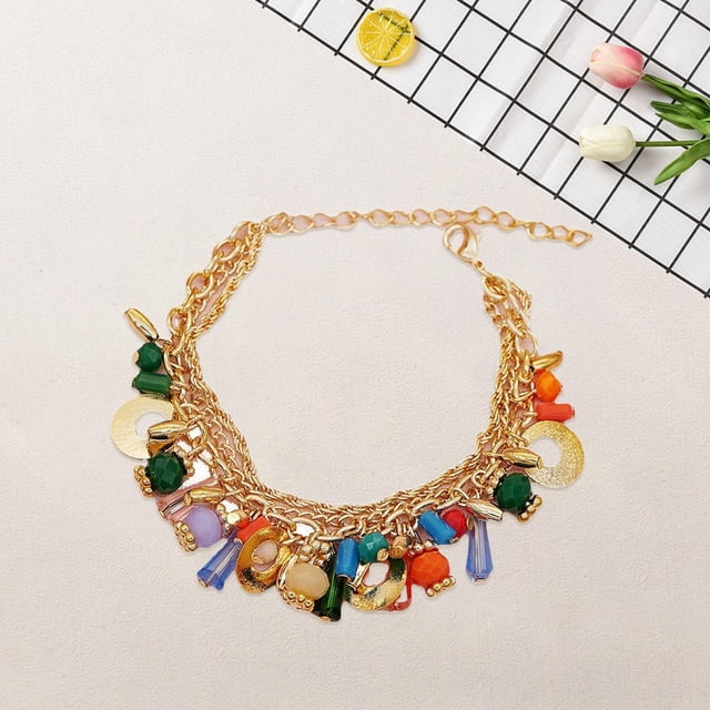 Pulsera de enlace Boho Cadena brazalete Metal Friendshiphraty Friendship Multicolor Bangle para el compromiso de aniversario Decoración del día