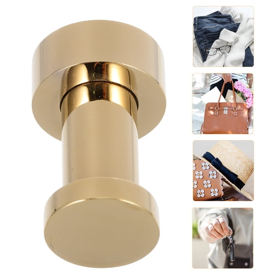 WEUVEB 2Pcs Bathroom Towel Hooks Golden Round Brass Wall Mount Bath Towel Hangers 1.1in