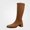 Brown, variant on Womens Knee High Boots Round Toe Block Heel Back Zipper Casual Comfort Boots Size 6.5