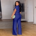 thumbnail image 6 of AURA Plus Size Women Two Piece Outfit Summer Casual Solid Top High Waist Pants Set, 6 of 7