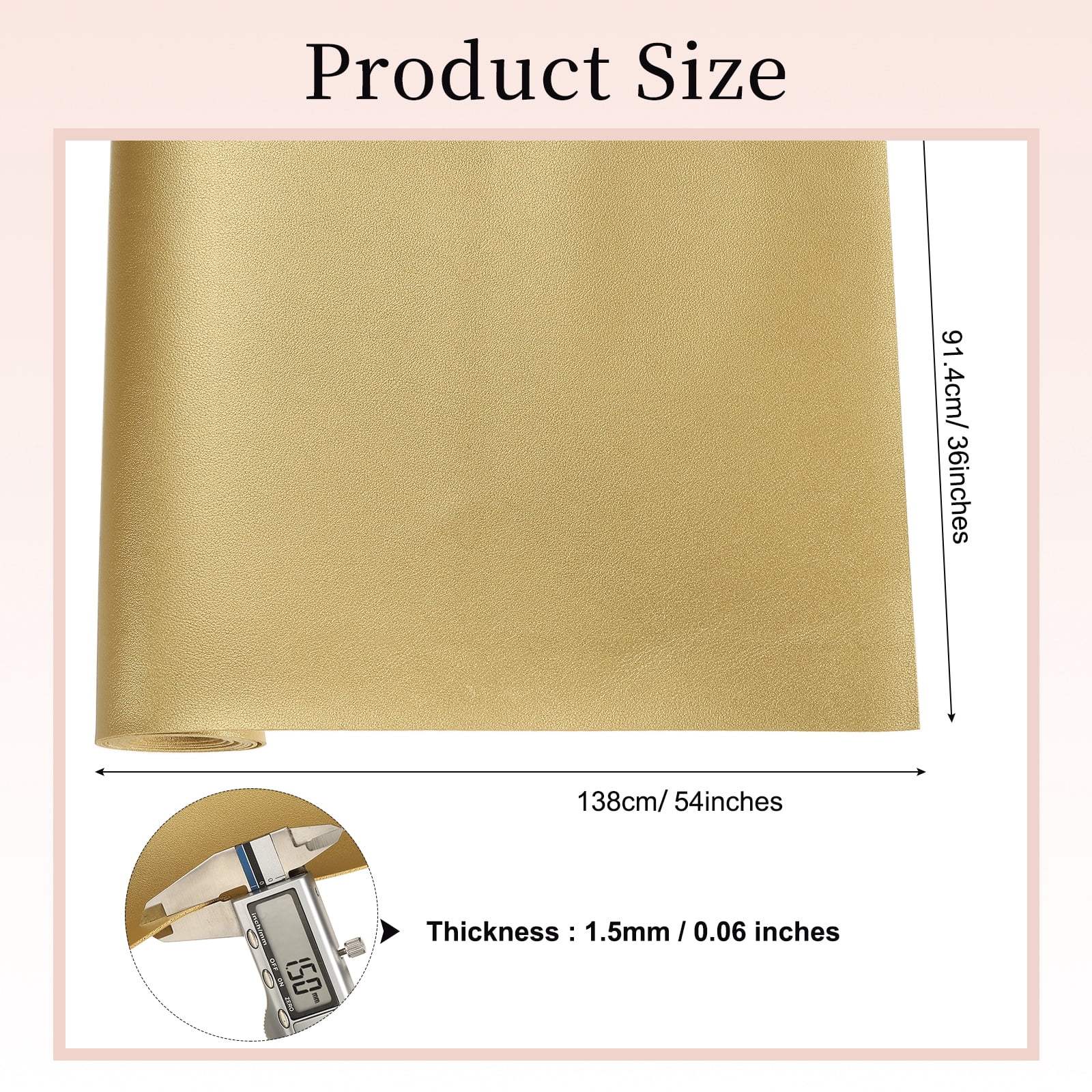 Uxcell Marine Vinyl Fabric, 54 Inch 1 Yard Upholstery Faux Leather Soft Waterproof Sheets Fabric for Crafts DIY Sewings Sofa Wallets Handbag Car, Gold