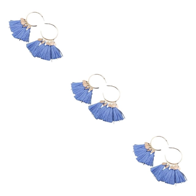 Pendientes de araña Minnieouse Estilo vintage bohemio Forma Tribal Borla Oreja Cuelga Adorno Aro Azul