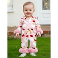 thumbnail image 3 of Rovasas Girl Christmas Santa Claus/Dot/Socks/Candy Cane Print Jumpsuits Pajama, 3 of 7