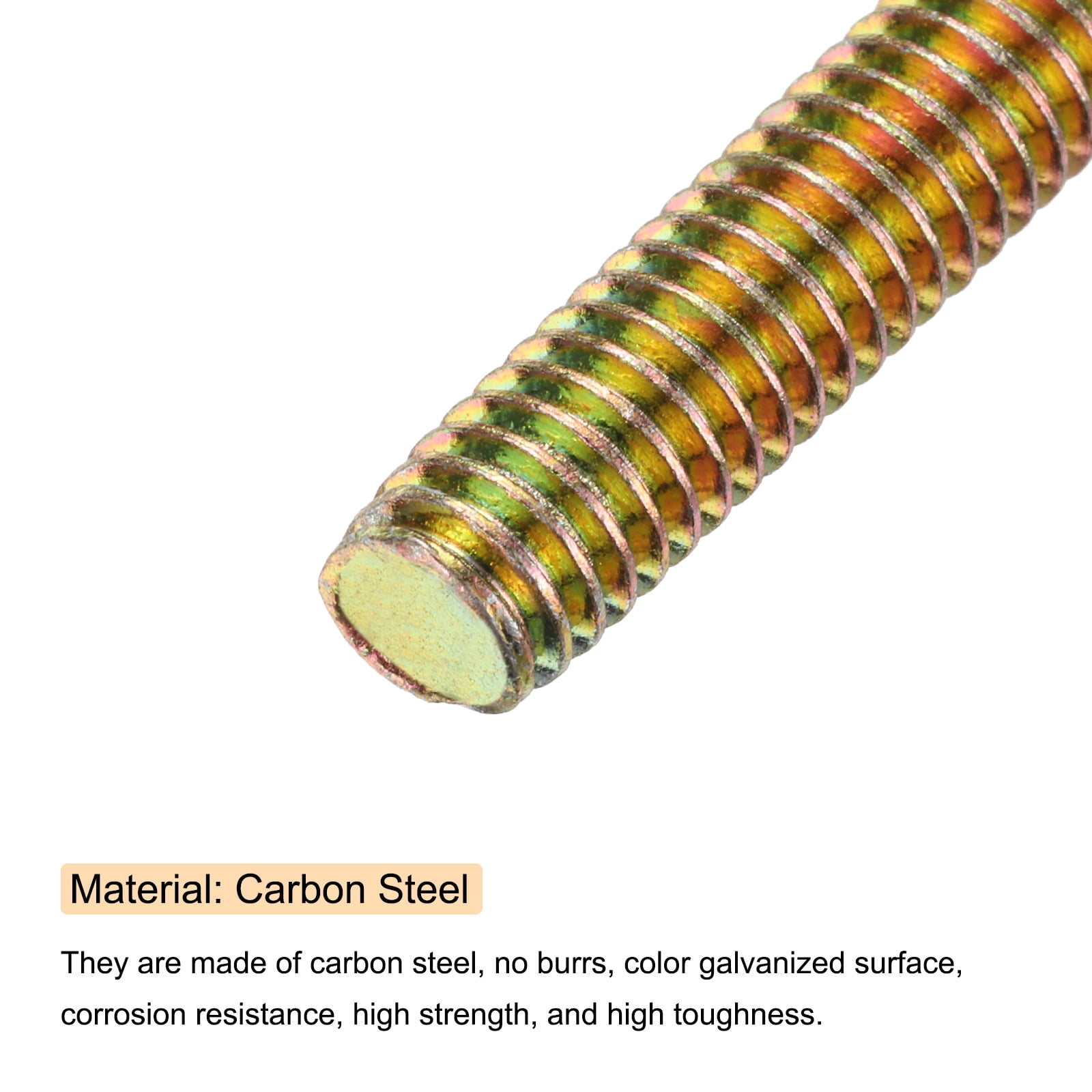 Uxcell 60pcs Fully Threaded Rods 5/16 x 2 Inch for Mounting Assembly Fastening, Colorful Zinc