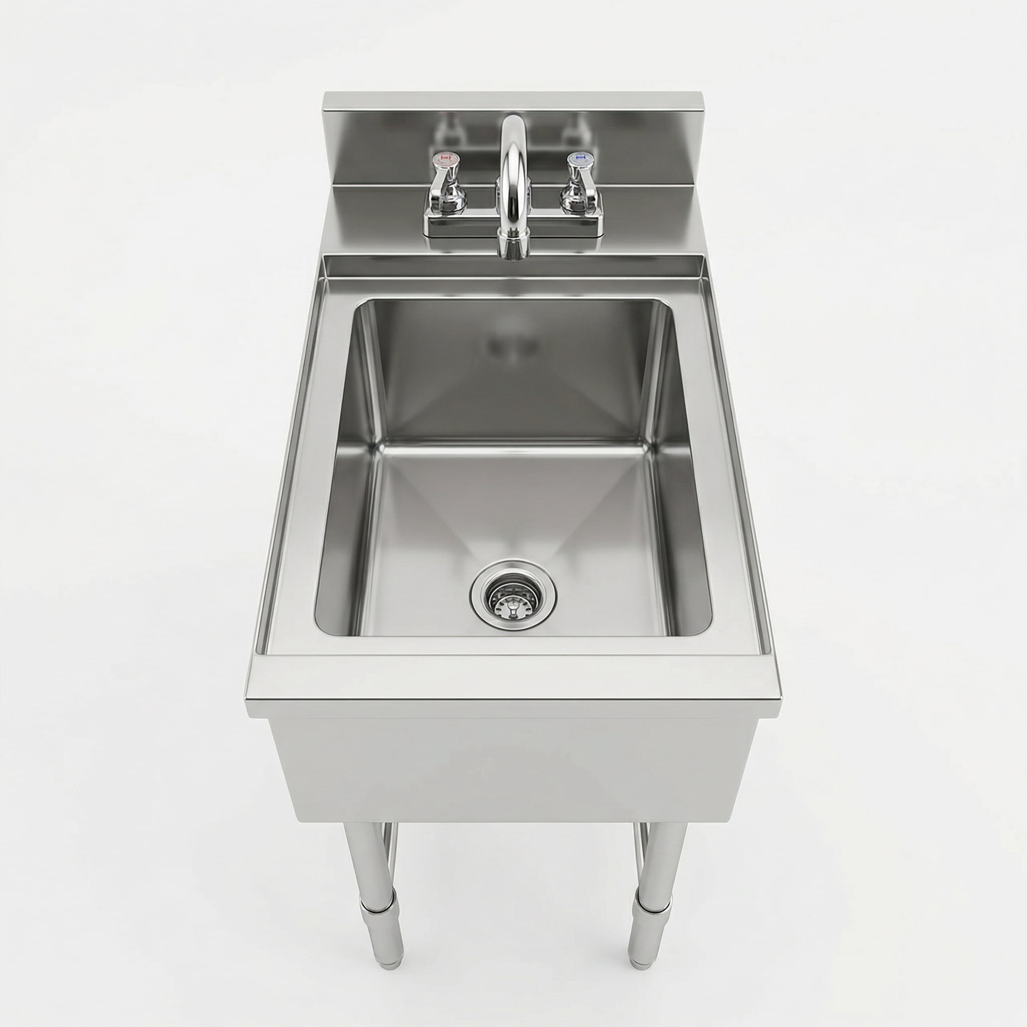 AmGood Commercial Underbar Hand Sink 22.5 in. x 12 in. x 30 in. Stainless Steel with Backsplash Faucet Included NSF, Single Bowl Bar Prep Sink