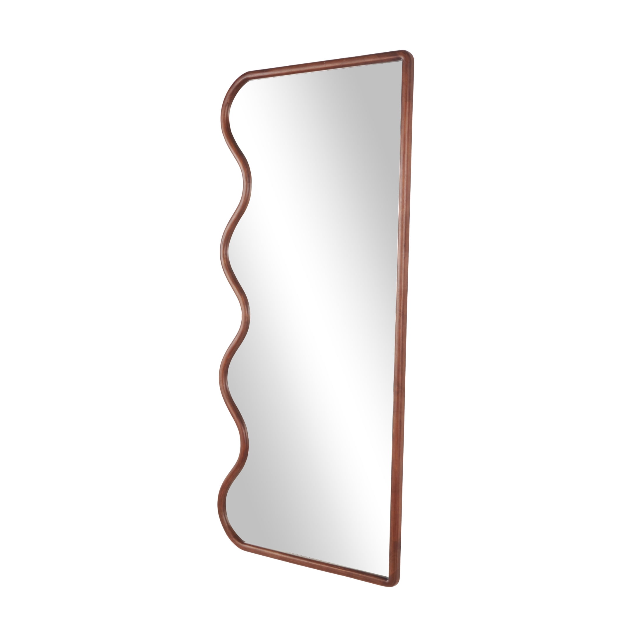 DecMode 32" x 70" Brown Wavy Abstract Wall Mirror