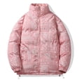 thumbnail image 4 of TFEOQRY Men's Short Padded Coats Jacket Stand Up Collar Solid Color Jacket Winter Thermal Cotton Jacket Pink, 4 of 9