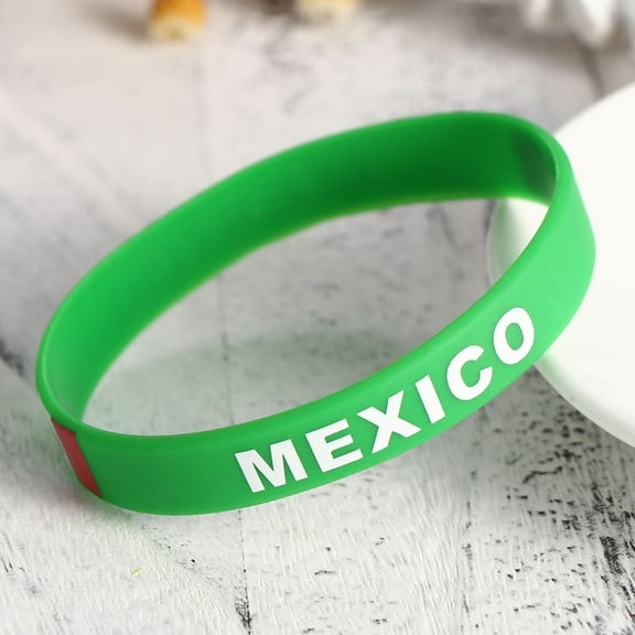 LABSERRON 6Pcs Green Silicone Bracelet Mexican Wristband for Soccer Fans in Sports Events