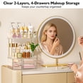 thumbnail image 3 of Organizador de maquillaje SNSLXH, 4 cajones, 4 niveles, blanco transparente, 3 of 5