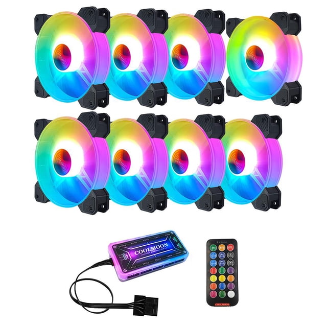 Ventilador De Chasis Rgb Ajustable Ventilador Chasis Luminoso De Marco Completo Con Controlador Control Remoto Cojinete Hidráulico Para Pc Computadora De Escritorio Advancent EL013942-08