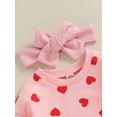 thumbnail image 6 of Musuos Baby Girl Valentine´s Day Outfits 3 6 12 18M Ruffle Long Sleeve Heart Print Romper with Headband Set Infant Clothes, 6 of 10