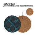 thumbnail image 4 of Multi-Shape Mdf Cork Coaster 4 Pieces Of Anti-Slip, Anti-Wear And Anti-Fouling 3.9in Easy To Clean And Stable Structure Argyle Plaid Darkturquoise_2 Round Shape, 4 of 7