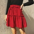 thumbnail image 4 of Aayomet Skorts Skirts For Women Womens Winter High Waist A-Line Pleated Wool Midi Skirt with Belt Loops,Red S, 4 of 5