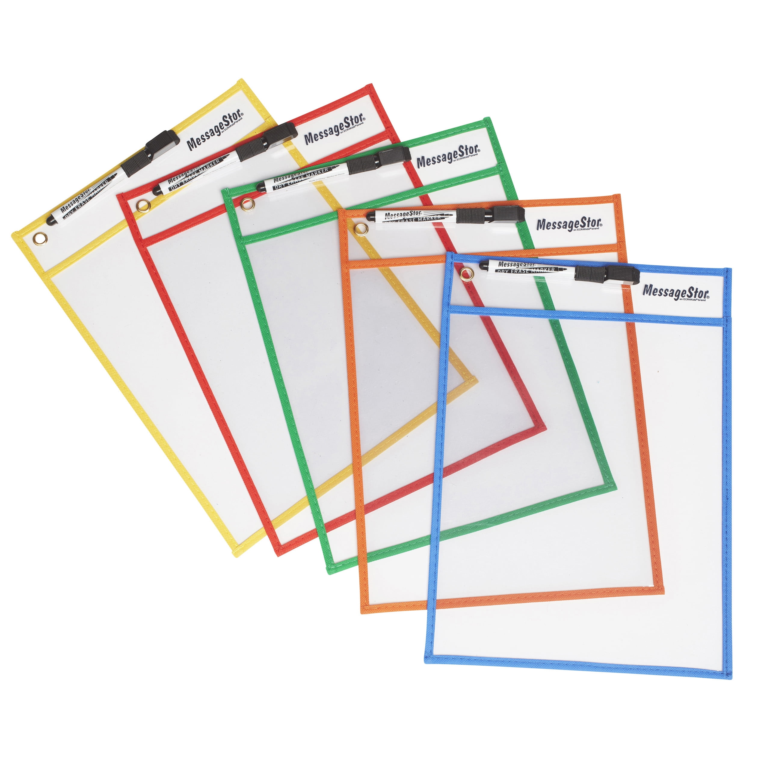 35 Pack Assorted Dry Erase Pockets 10x14 Sleeves 30 Markers & 5 Erasers 