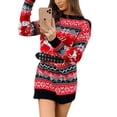thumbnail image 2 of Seyurigaoka Women's Juniors Christmas Sweater Dress, Long Sleeve Round Neck Knit Dress, 2 of 7