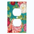 thumbnail image 2 of Metal Light Switch Plate Outlet Cover Pastel Rose Leaf Garden Teal ROS031, 2 of 13