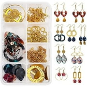 1 Box DIY Make 8 Pairs Teardrop Resin Dangle Earring Making Kits Flat Round Heart Charms Pendants Glass Pearl Beads with Jump Rings & Earring Hooks for Adults DIY Earring Jewellery Making